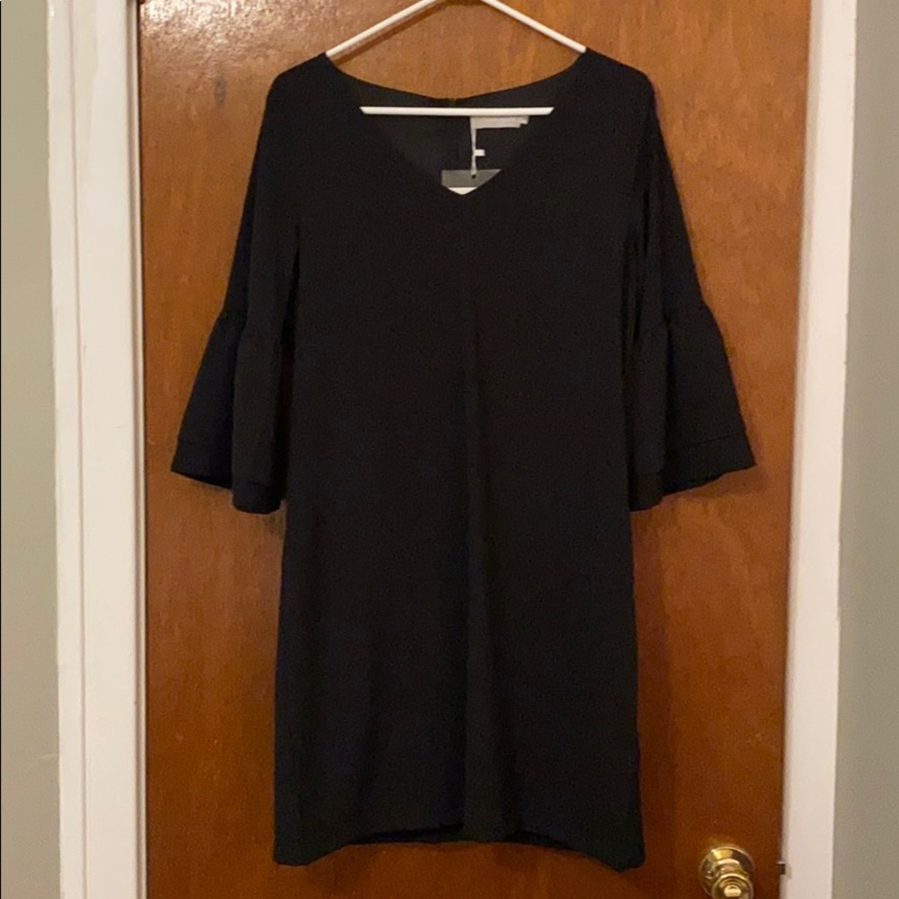 Black ruffle sleeve dress